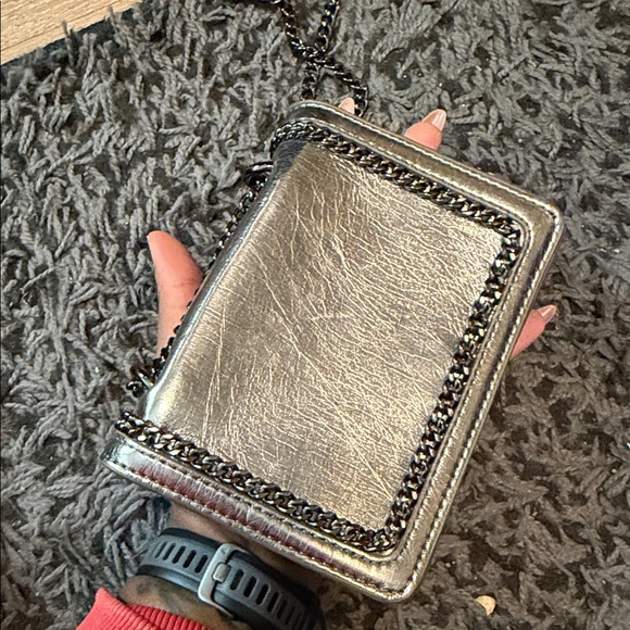 Zara Metallic Silver Crossbody Bag with Chain Detail - Picture 3 of 3
